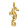 14k Yellow Gold 2-D Textured Seahorse Pendant