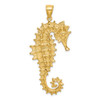 14k Yellow Gold Textured 3-D Seahorse Pendant