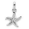 Sterling Silver Rhodium-plated Polished Textured Starfish Pendant