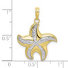 10k Yellow Gold With Rhodium-Plating Diamond-Cut Polished Starfish Pendant