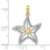 14k Yellow Gold And Rhodium Small Starfish Pendant