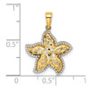 14k Yellow Gold w/Rhodium Starfish Pendant