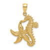 14k Yellow Gold Starfish and Seahorse Pendant K7809