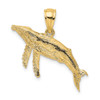 14k Yellow Gold 2-D Textured Whale Pendant K7447