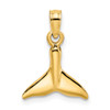 14k Yellow Gold Polished Small Whale Tail Pendant