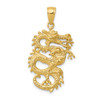 14k Yellow Gold Solid 3-D Dragon Pendant