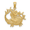 14k Yellow Gold 2-D Textured Dragon Pendant