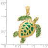 14k Yellow Gold 3-D Enameled Sea Turtle Pendant