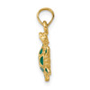 14k Yellow Gold w/Green Enamel 3-D Land Turtle Pendant