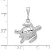 14k White Gold Solid Polished Open-Backed Sea Turtle Pendant D1406