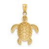 14k Yellow Gold Diamond-Cut Polished Sea Turtle Pendant