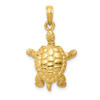 14k Yellow Gold Solid Polished 3-D Moveable Turtle Pendant C2544