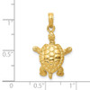 14k Yellow Gold Solid Polished 3-D Moveable Turtle Pendant C2544