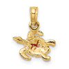 14k Yellow Gold Textured and Enameled Sea Turtle Pendant K6751