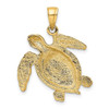 14k Yellow Gold 2-D Sea Turtle Swimming Pendant