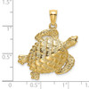 14k Yellow Gold 2-D Textured Sea Turtle Pendant K7652