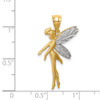 14k Yellow Gold And White Rhodium Diamond-Cut Fairy Pendant