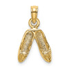14k Yellow Gold 3D Polished Textured Ballerina Slippers Pendant