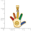 14k Yellow Gold Enameled Autism w/Smiley Face Handprint Pendant