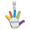Sterling Silver Rhodium-plated Enamel Autism Handprint Pendant
