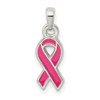 Sterling Silver Polished Pink Awareness Enameled Ribbon Pendant