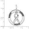 Rhodium-Plated Sterling Silver Hope Circle and Cancer Awareness Ribbon Pendant