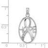 14k White Gold Textured Hope and Ribbon Pendant