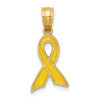 14k Yellow Gold Small Yellow Enameled Awareness Ribbon Pendant