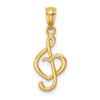 14k Yellow Gold Music Note With Heart Pendant