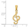 14k Yellow Gold Music Note With Heart Pendant