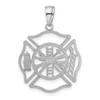 14k White Gold Fireman Shield Pendant