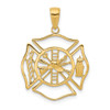 14k Yellow Gold Fireman Shield Pendant