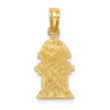 14k Yellow Gold Polished and Engraved Fire Hydrant Pendant