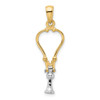 14k Yellow and White Gold 3-D Stethoscope Pendant