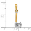 14k Yellow Gold and White Rhodium Diamond-cut Axe Pendant