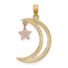 14k Yellow and Rose Gold w/Rhodium Moon w/Star Moveable Pendant