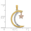 14k Yellow and Rose Gold w/Rhodium Moon w/Star Moveable Pendant