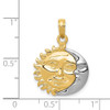 14k Yellow and White Gold Solid Polished 3-Dimensional Sun and Moon Pendant