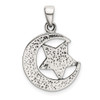 Sterling Silver Love You To The Moon Antiqued Star And Moon Pendant 9760