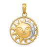 Mens 14k Yellow Gold and Rhodium Sun and Moon Pendant