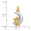 14k Yellow Gold w/Rhodium 3-D Angel On Moon Pendant