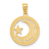 14k Yellow Gold w/ Rhodium Star and Moon Pendant