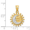 14k Yellow Gold and White Rhodium Brushed Sun/Moon Pendant