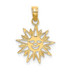 14k Yellow Gold Smiling Sun Pendant K7156