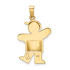 14k Yellow Gold Puffed Boy w/Hat On Left Pendant