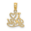 14k Yellow Gold Polished and Textured I Heart You Pendant D3868