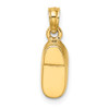 14k Yellow Gold And Rhodium 3-D Light Blue Enamel Baby Shoe Pendant