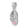 14k White Gold 3-D Pink Enamel Baby Shoe Pendant