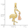 10k Rose and Yellow Gold Stork w/Dangling Baby Pendant