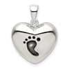 Sterling Silver Antiqued Heart Baby Foot Pendant QC9511